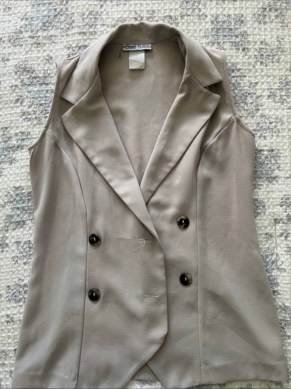 Sleeveless Double-Breasted Blazer Vest by — Taupe